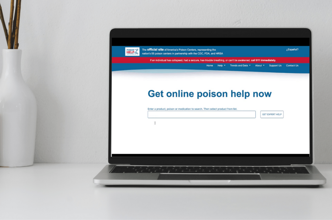 Image demonstrating the use of the 'Get Help' tool on poisonhelp.org, highlighting the website's resource for accessing assistance and information related to poison emergencies.